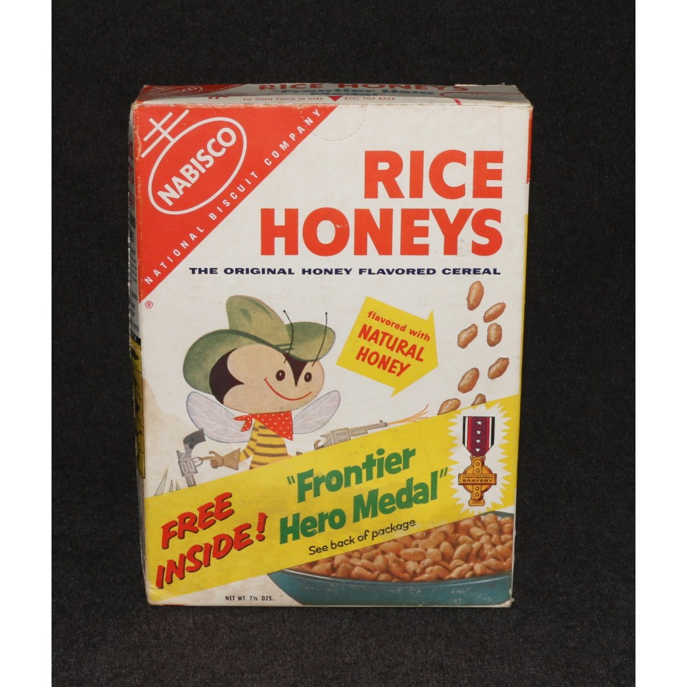 Nabisco 1960 Rice Honeys Cereal Box Hero Medal MPC Dinosaurs Offer Original Full