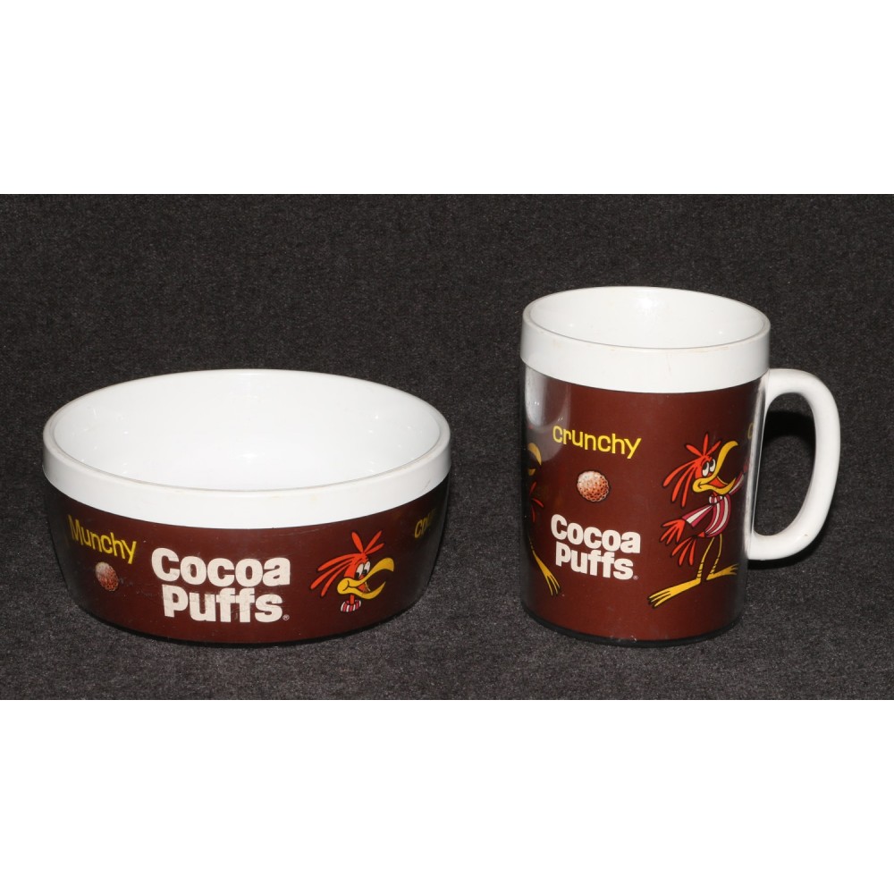 Cocoa Puffs West-Bend Thermo-Serv Insulated Bowl Cup Advertising Premium Set