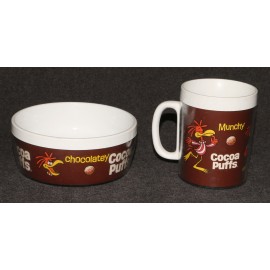 Cocoa Puffs West-Bend Thermo-Serv Insulated Bowl Cup Advertising Premium Set