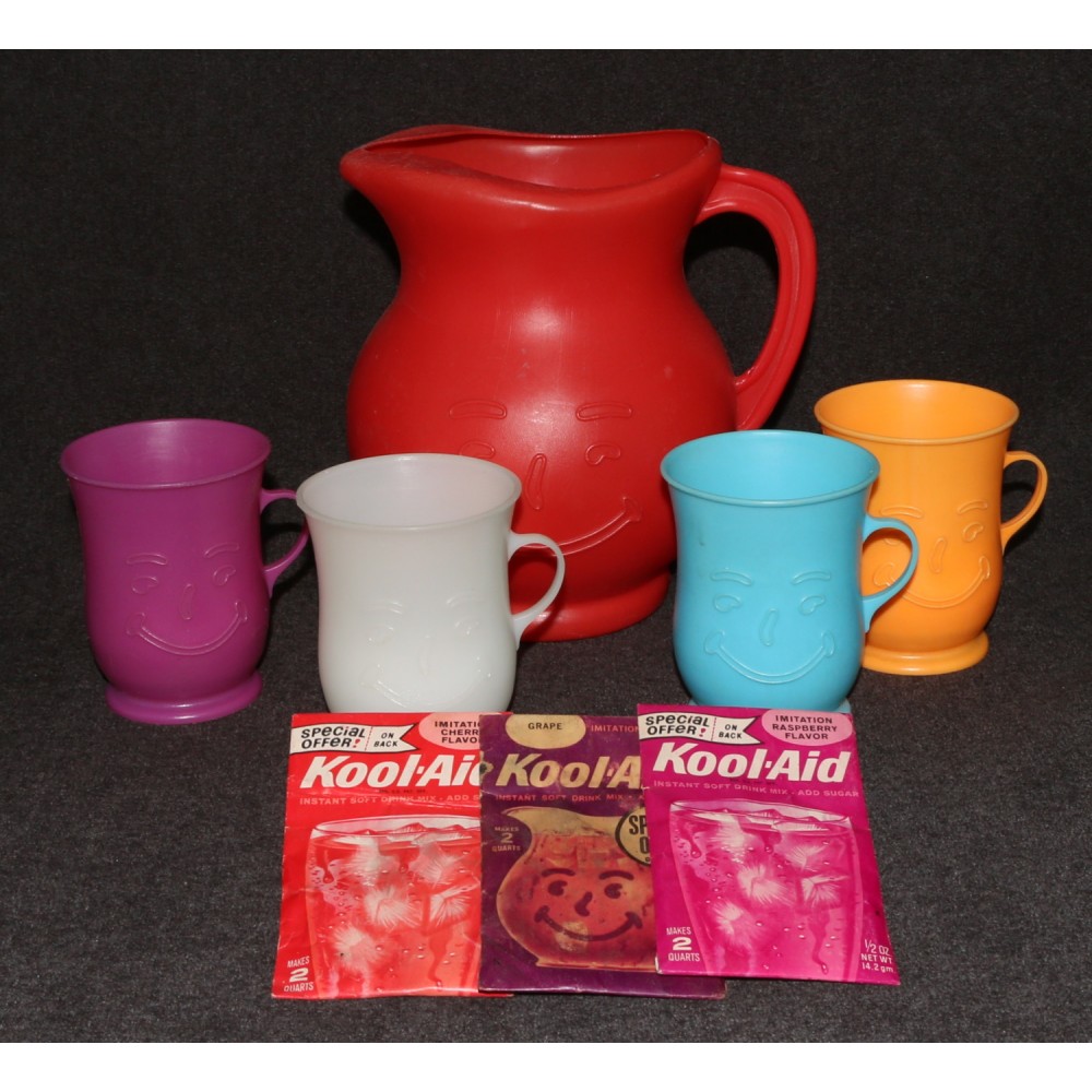 Kool-Aid Smiling Mugs Pitcher Unopened Packets Offer Lot 1960s Original