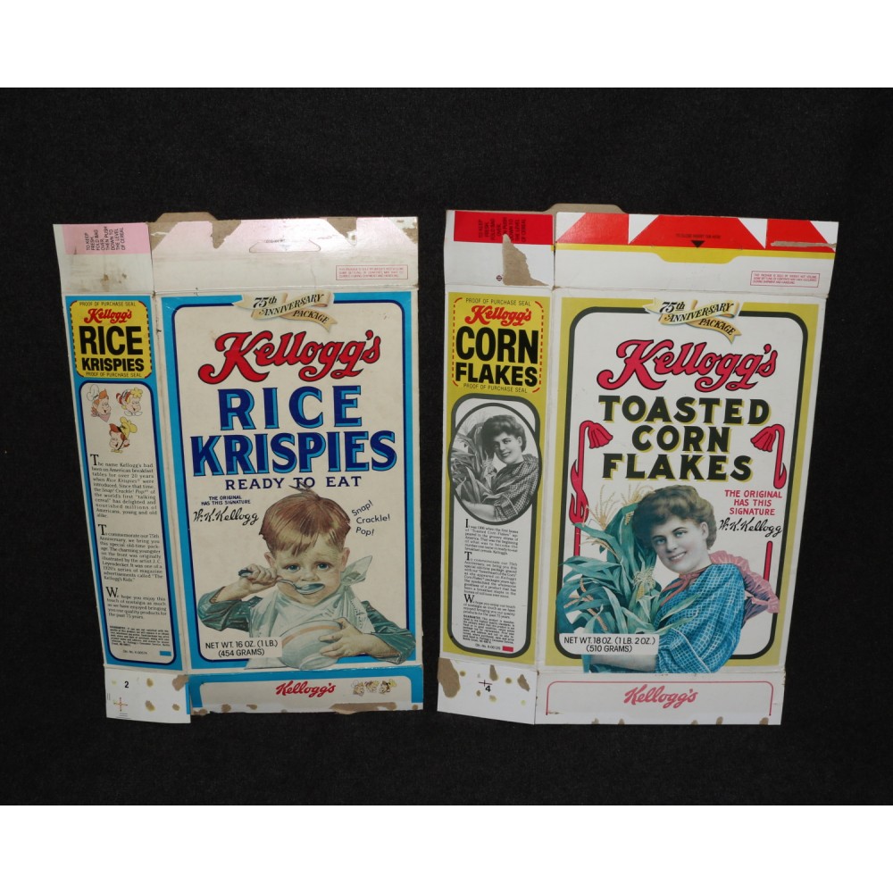 Cereal Box 1981 Kellogg's 75th Anniversay Lot Rice Krispies Corn Flakes