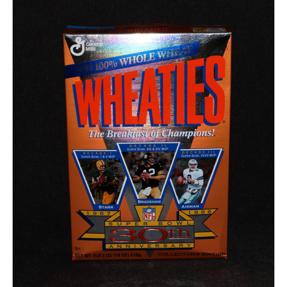 Wheaties 1995 Cereal Box 30th Anniversary Super Bowl Aikman Bradshaw Starr