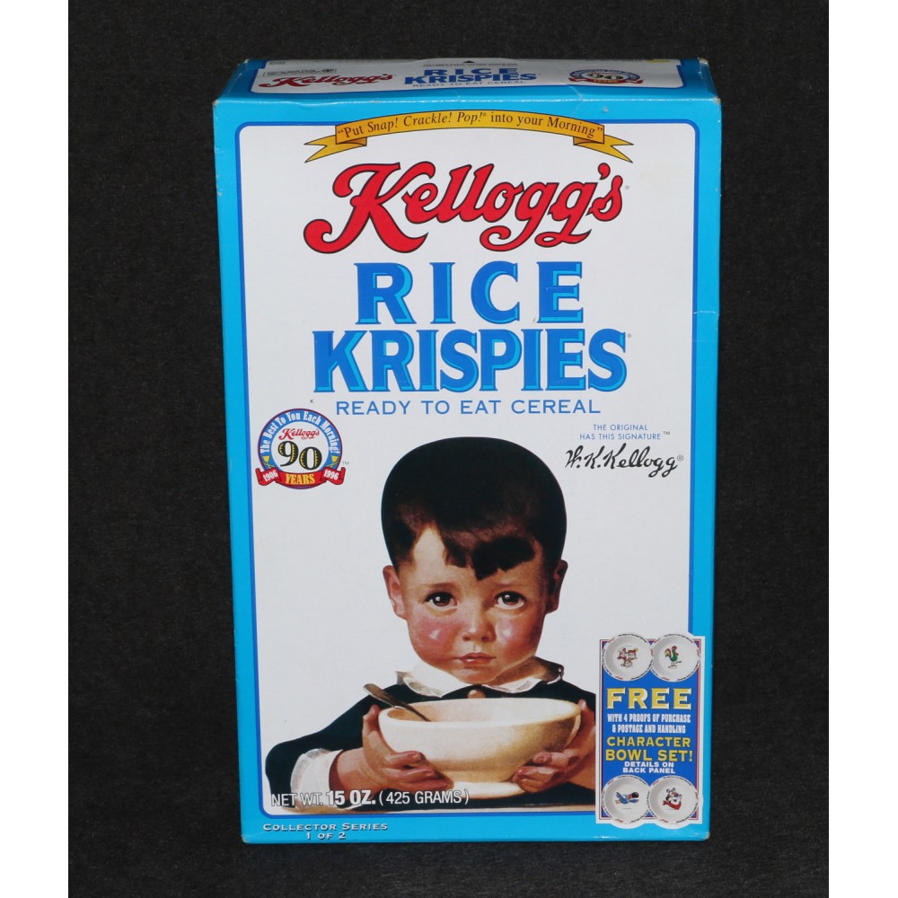 Rice Krispies 1995 Cereal Box Kellogg's 90 Year Cereal Bowl Offer 1906-96 Sealed