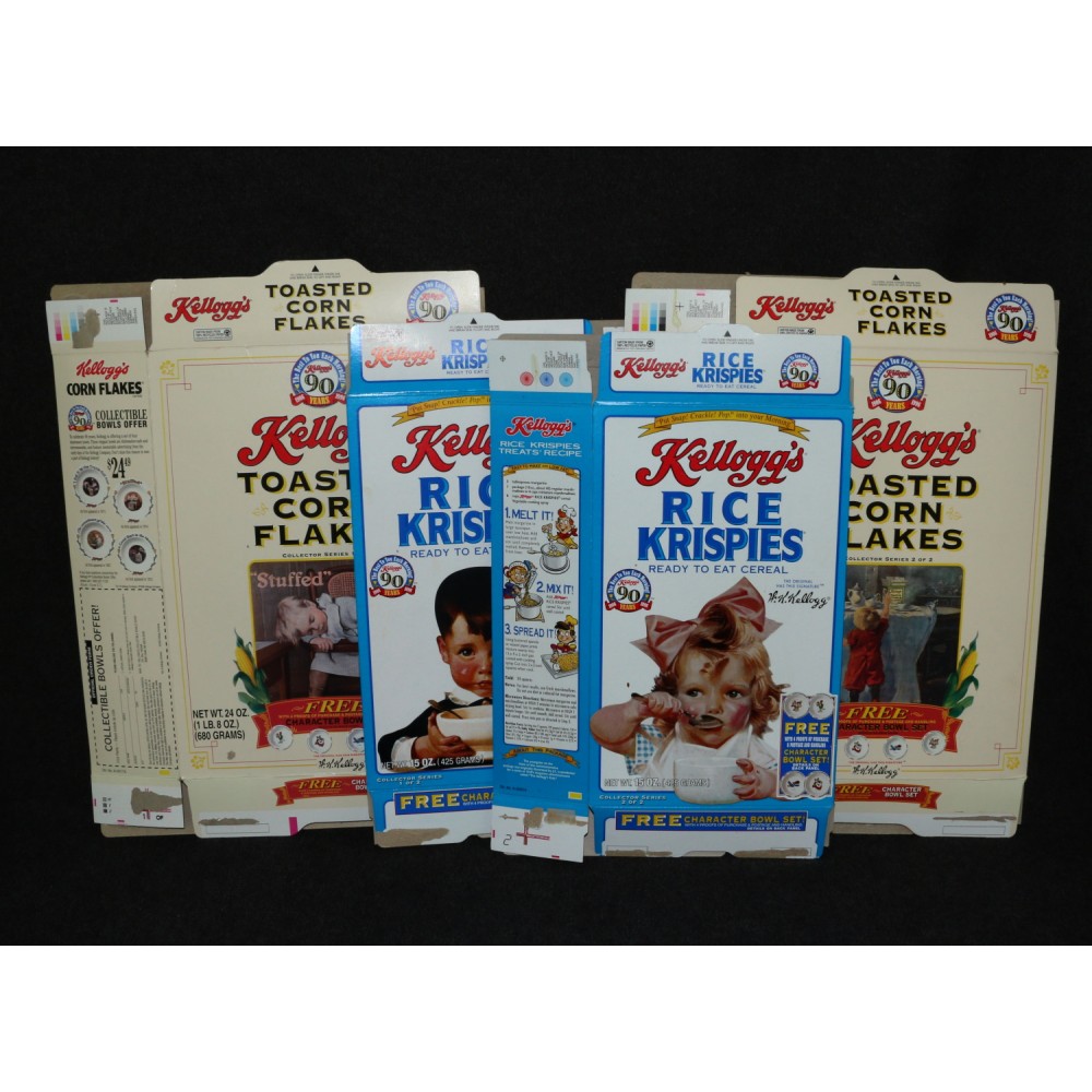 Cereal Box 1995 Kellogg's 90th Anniversay Lot Rice Krispies Corn Flakes