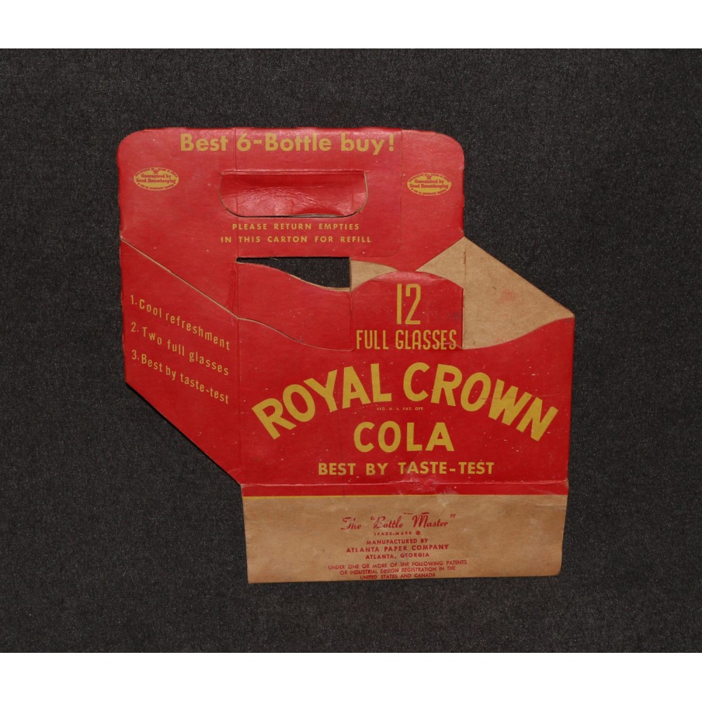 Royal Crown 1950's Cola Bottle Carton Carrier Soda Pop A