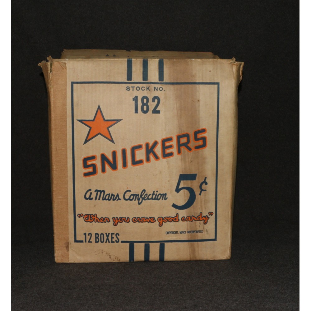 Mars Candy Bars Snickers Vintage 1950's Empty Shipping Box 12 Boxes Count