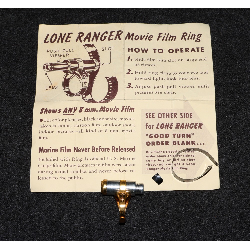 Cereal Premium 1949 General Mills Lone Ranger Movie Film Ring + Instructions