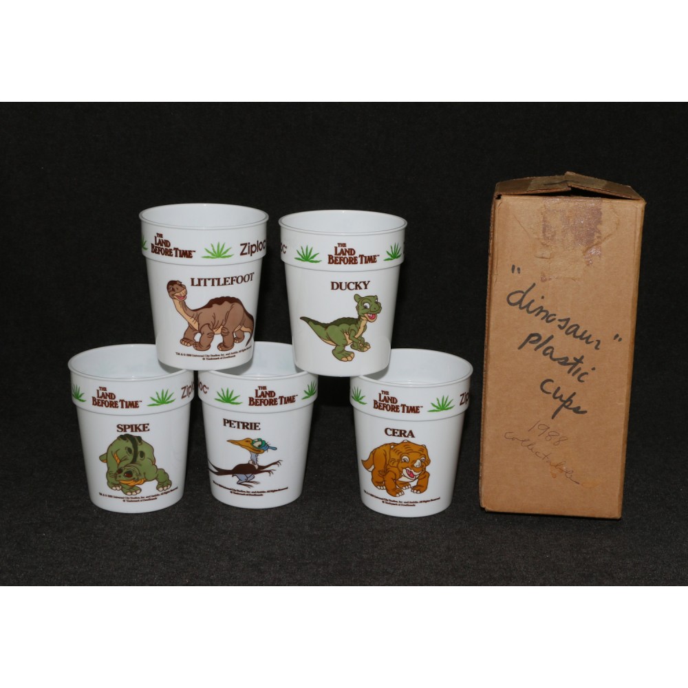 Land Before Time Drinking Cups 1988 Tumblers Original Shipping Box MIB