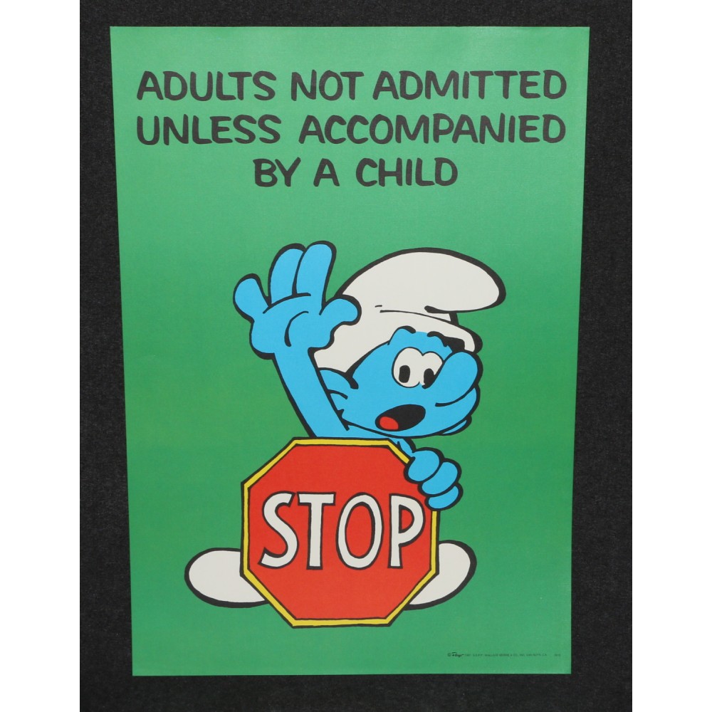 Smurf Poster 1981 Wallace Berrie Peyo #7615 Adults Not Admitted