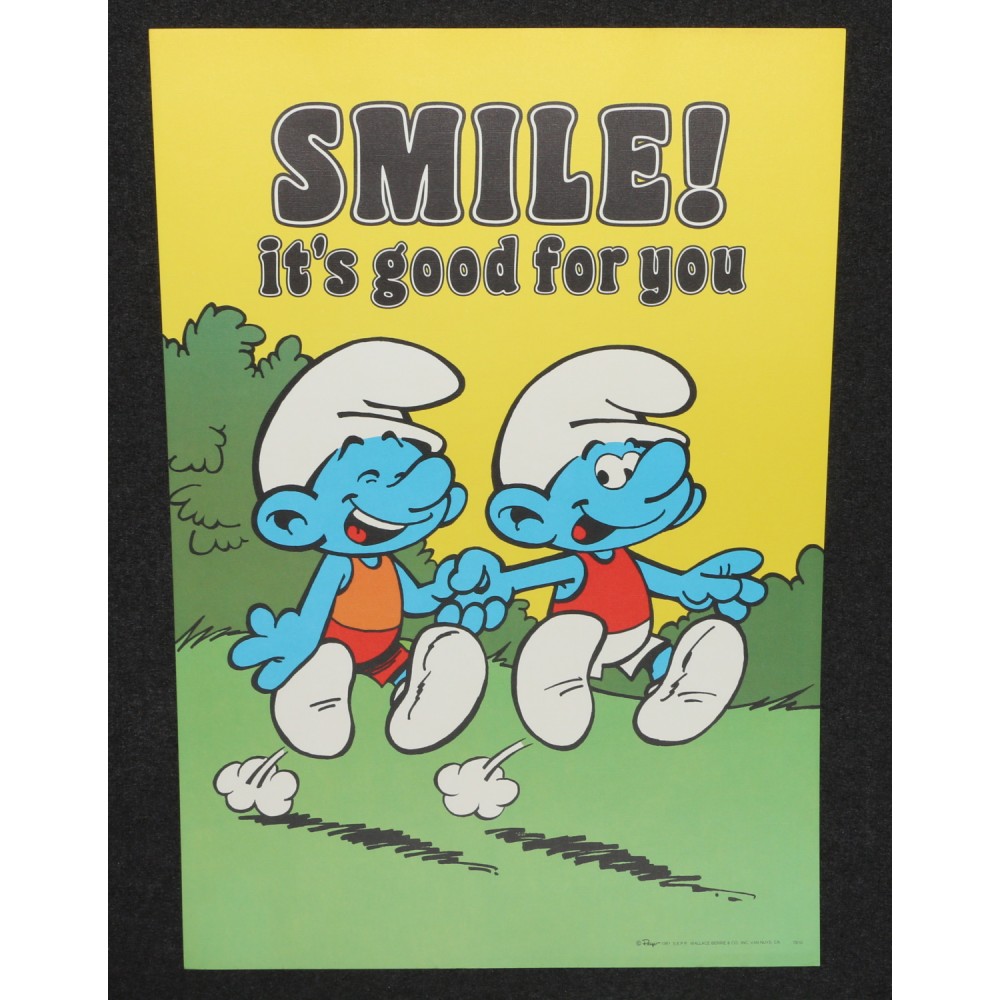 Smurf Poster 1981 Wallace Berrie Peyo #7610 Smile. It's Good For You.