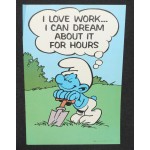 Smurf Poster 1981 Wallace Berrie Peyo #7611 I Love Work...Hours