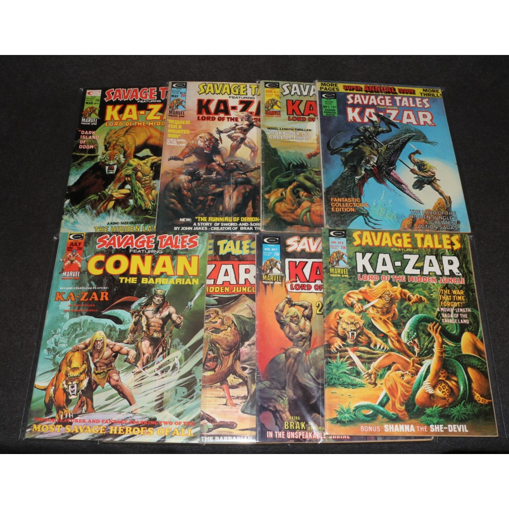 Marvel Comics Magazine 1970s Savage Tales Conan Kazar x8 Run