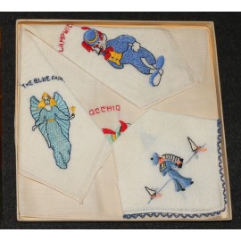 Disney Pinocchio 1939 Hankies Boxed Blue Fairy Lampwick Set Unused