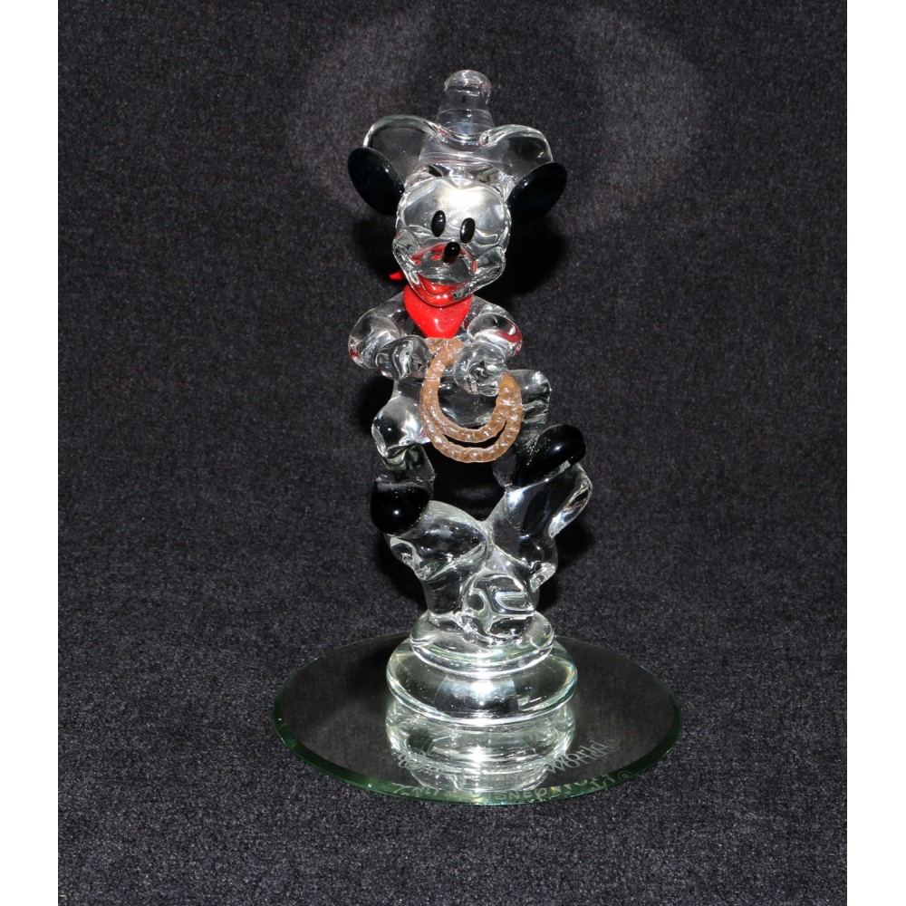 Disney Arribas Bros Mickey Cowboy Crystal Figurine Mouth Blown Glass DW