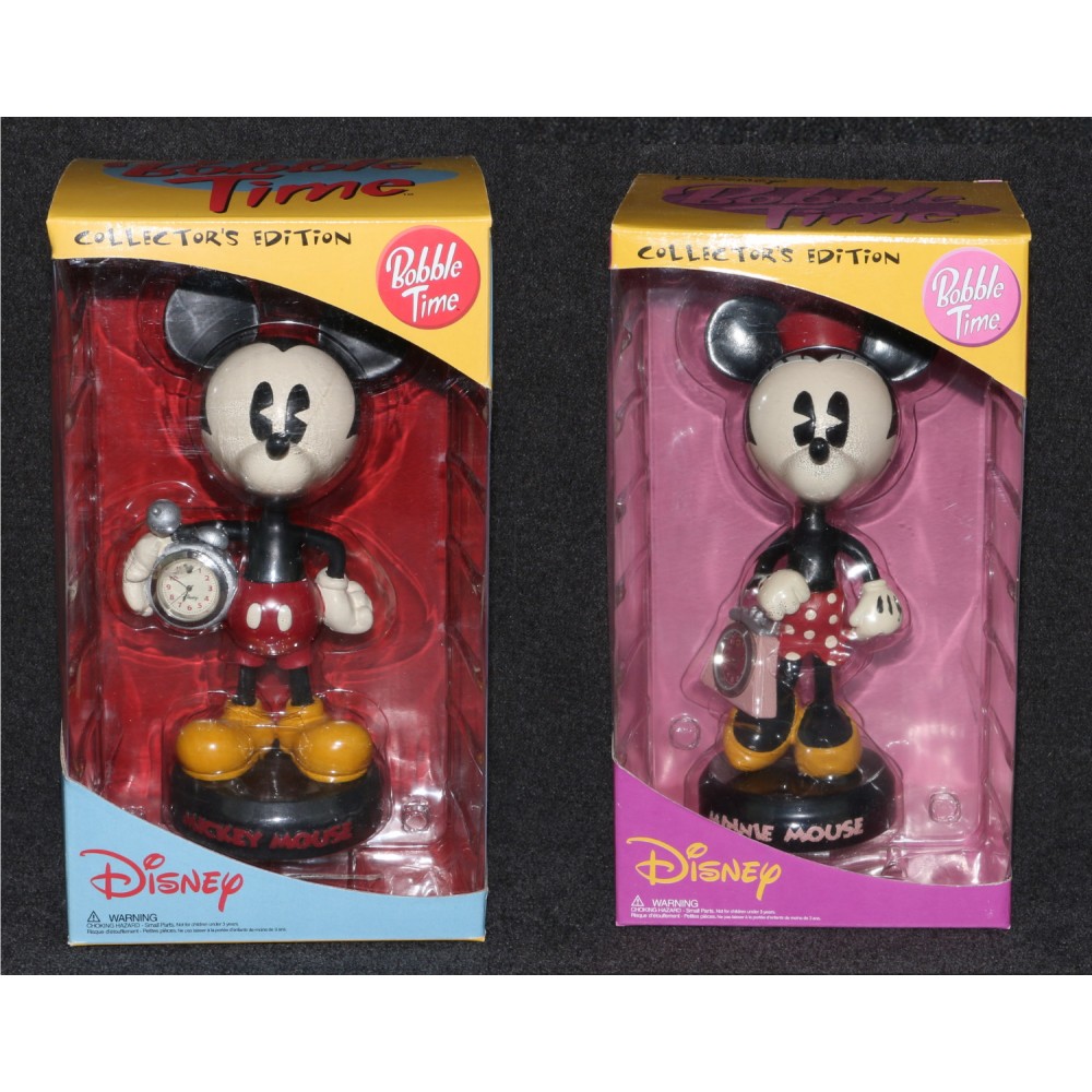 Disney Mickey Mouse & Minnie Bobble Time Bobblehead Figure Set