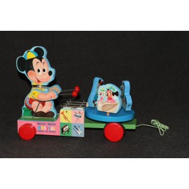 Mickey Mouse with Xylophone Marjay Jaymar Wooden Pull Toy Fisher Price MIB A