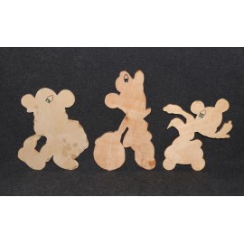 Disney Mickey & Minnie Mouse Intarsia Wood Artwork Decoration Set