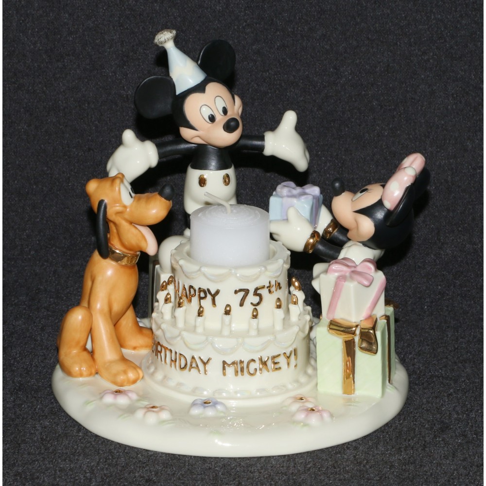 Disney 2003 Lenox Happy 75th Birthday Party Mickey Votive Minnie Mouse Figurine