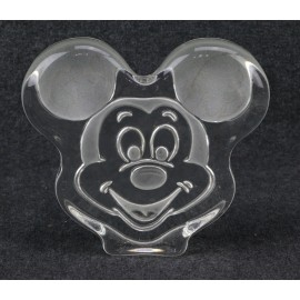 Disney Mickey Mouse Crystal Glass Paperweight Face