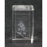 Disney Mickey Mouse 3D Laser Etched Crystal Glass Block Paperweight Ha Ha