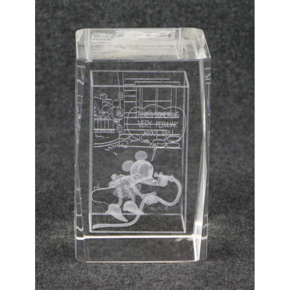 Disney Mickey Mouse 3D Laser Etched Crystal Glass Block Paperweight Minnie Hose