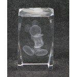 Disney Mickey Mouse 3D Laser Etched Crystal Glass Block Paperweight Shy Stroll