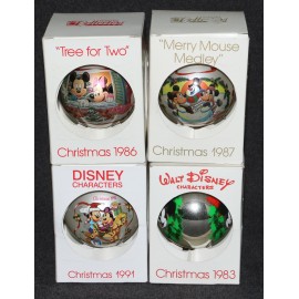 Disney 1980's Schmid Mickey Mouse & Friends Glass Ornaments