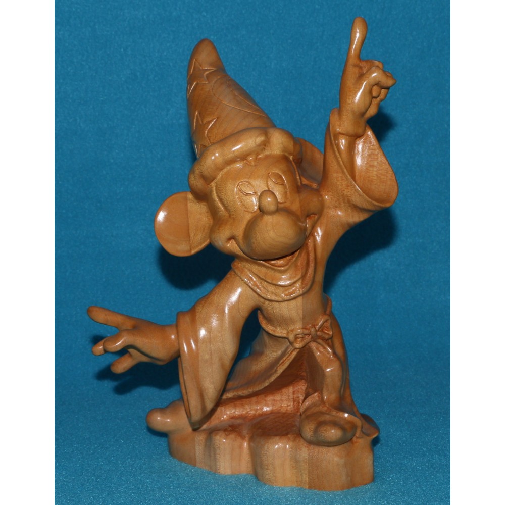 Disney 1990s Mickey Sorcerer Fantasia Wood Hand Carved Statue 12