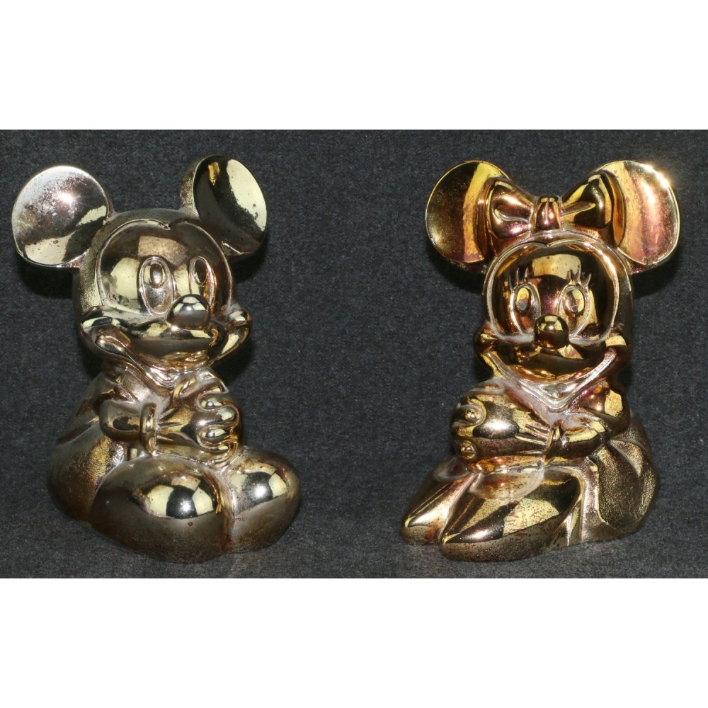 Disney 1989 Reed & Barton Mickey & Minnie Mouse Silverplated Banks