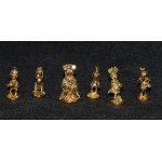 Disney Gold Golden Metal Miniature Set x6 King Mickey Mouse Minnie Donald