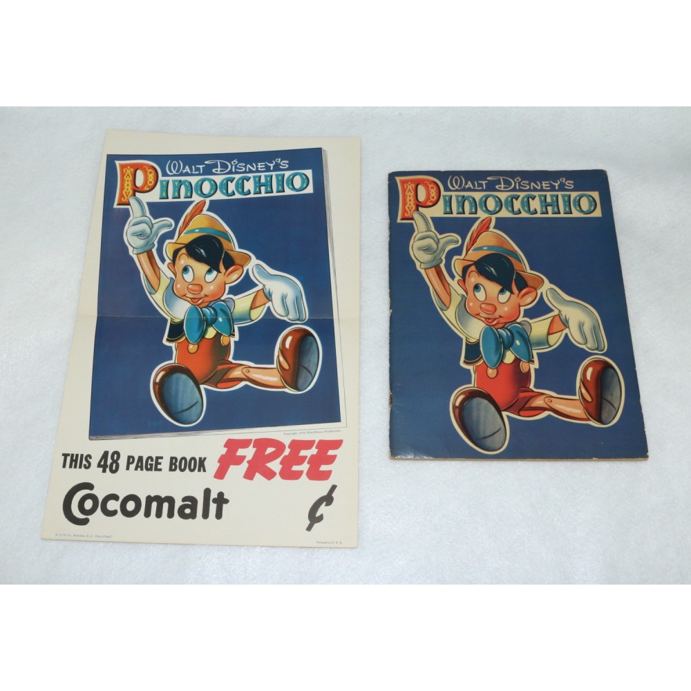 Pinocchio Book 1939 Cocomalt Giveaway Whitman Store Display Poster Set