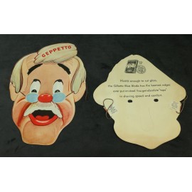 Disney 1939 Pinocchio Gillette Razor Blades Masks Set of 2 Premium Geppetto