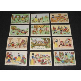 Disney Snow White & 7 Dwarfs 1938 French Story Postcards Set Complete