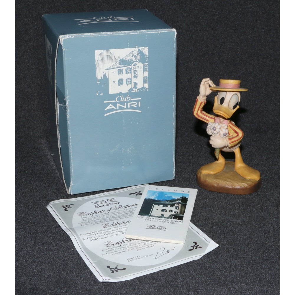 Disney Anri 1988 Donald Duck Dapper Don Statue Wood Carving 4