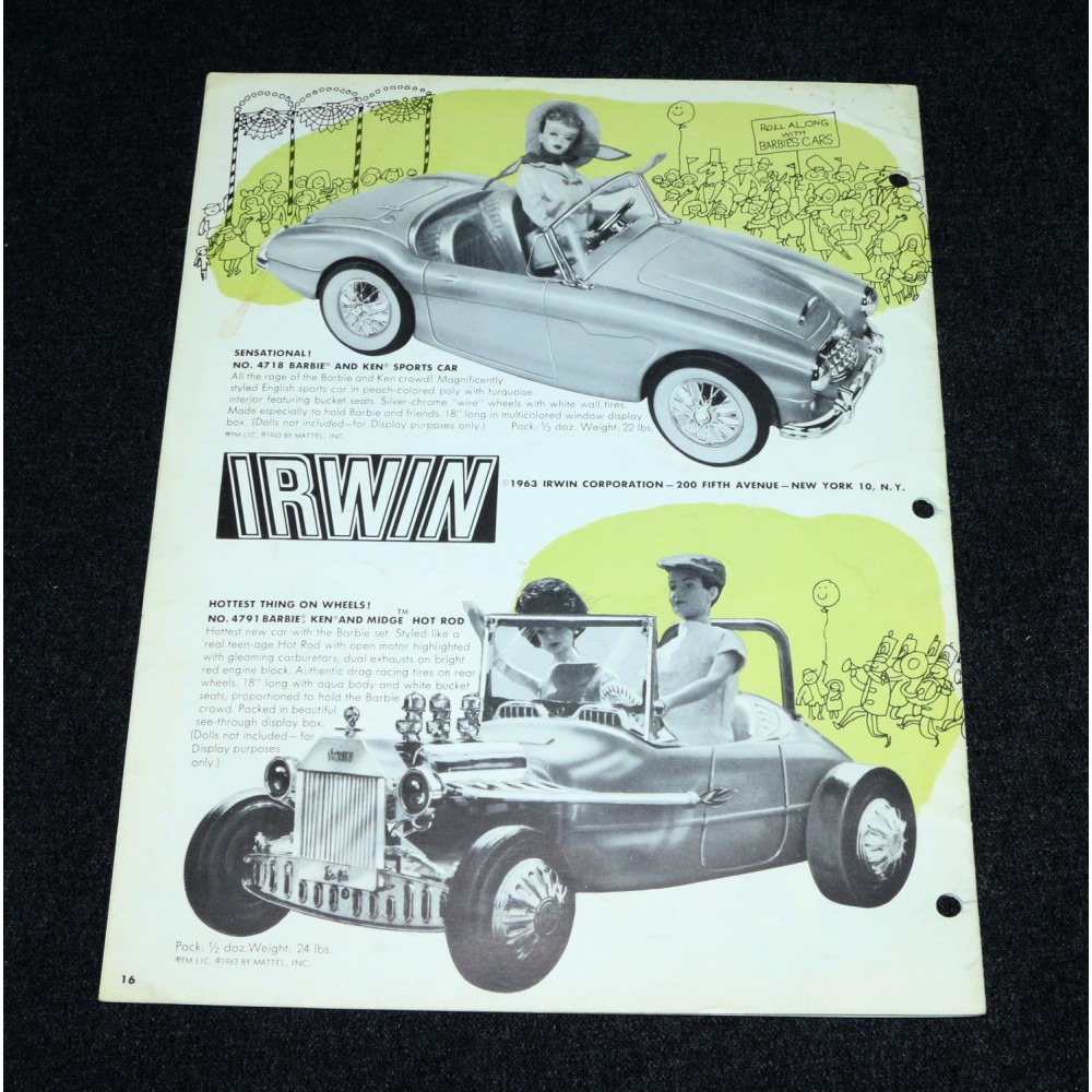 Irwin Toys 1964 Dealer Catalog Barbie Sports Car Hot Rod ORIGINAL