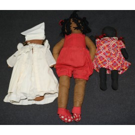 African American Black Stuffed Rag Dolls Lot 1960s