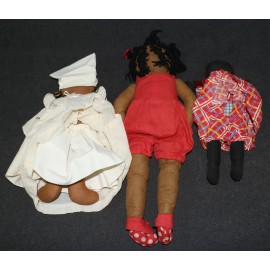 African American Black Stuffed Rag Dolls Lot 1960s