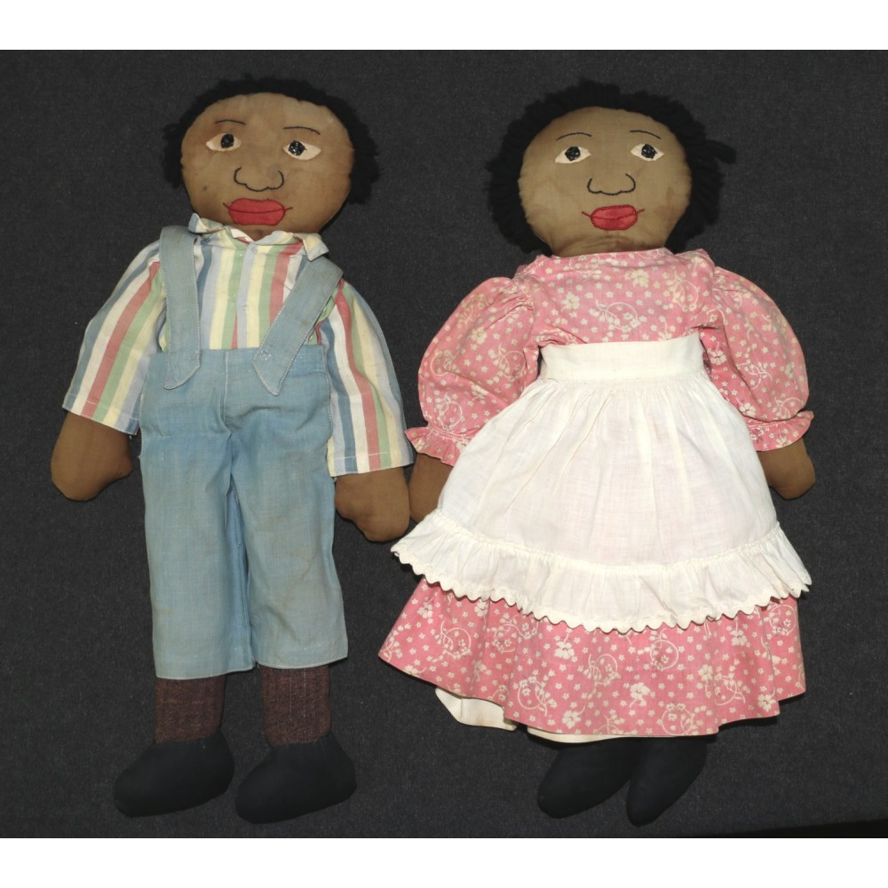 African American Black Stuffed Rag Dolls Forest Mills Mom Pop