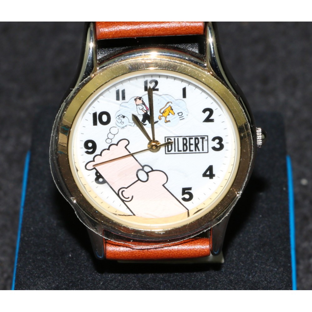 Watch Relic Dilbert Stainless Silver Gold Brown Leather Quartz Dream Balloon