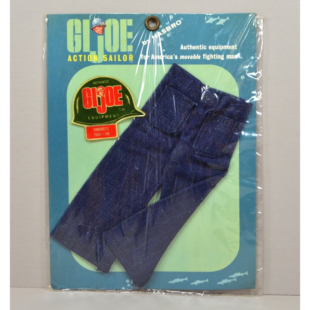 GI Joe 1964 #7609 MOC Navy Work Pants Dungarees Card With Helmet Sticker