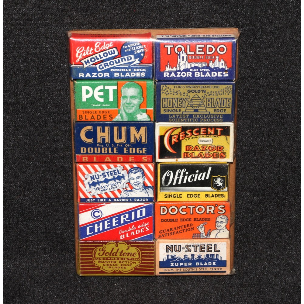 Razor Blades Vintage Lot Toledo Hollow Ground Pet Honey Chum Nu-Steel Crescent +