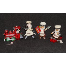 Hershey 1986 Christmas Ornament Kurt Adler Wood Elf Baker x4 Kiss