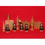 Erzgebirge German Vintage Wooden Church Trees Houses Carolers Folk Art Miniature