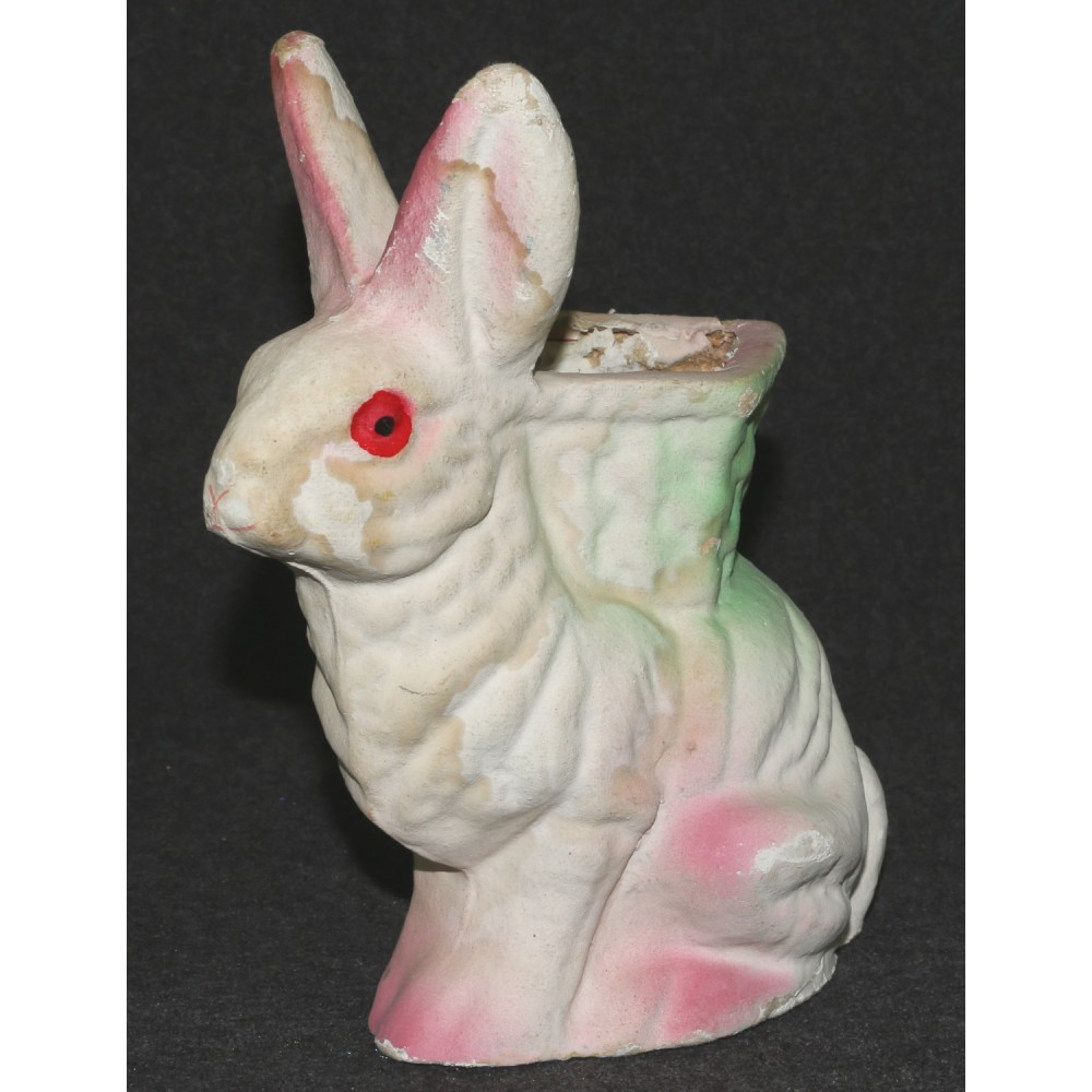 Easter Bunny German Paper Mache Composition Candy Container Germany 7 1/2â€