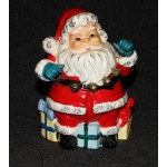 Santa Claus Christmas Figure Vintage Bell String Sittihg On Gifts Bank 1960s