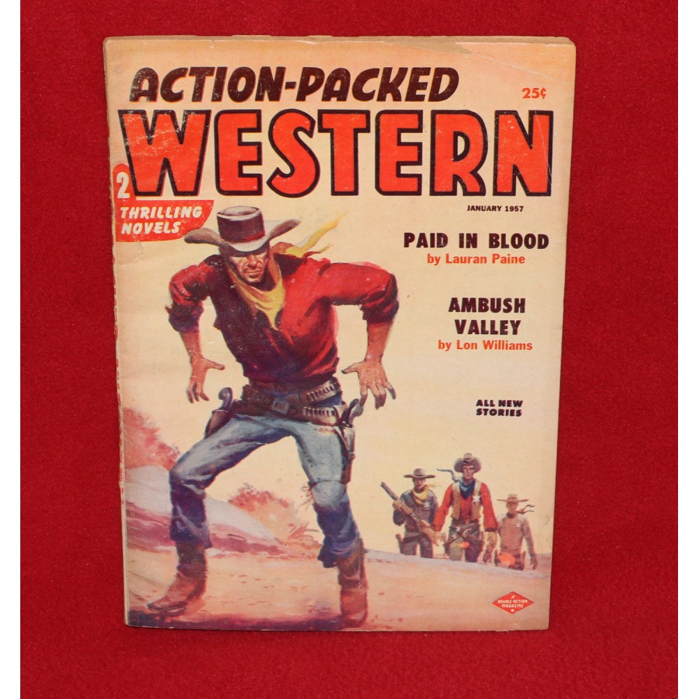 Magazine Vintage Action Packed Western 1957 January Paid in Blood Ambush Valley