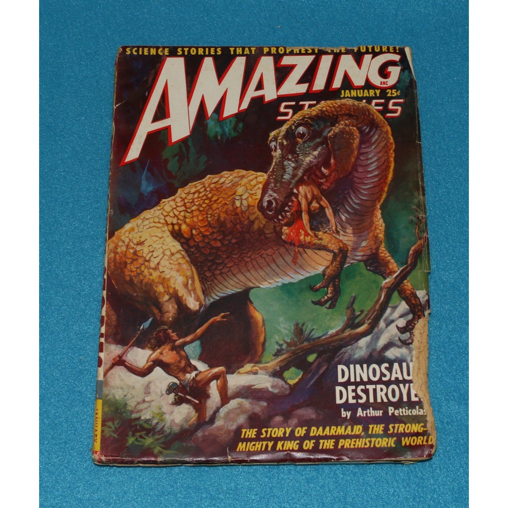 Pulp Magazine Amazing Stories January 1949 Dinosaur Destroyer