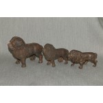 Bank Metal Standing Lion Piggy Coin Cast Iron Figural Paperweight x3 Set