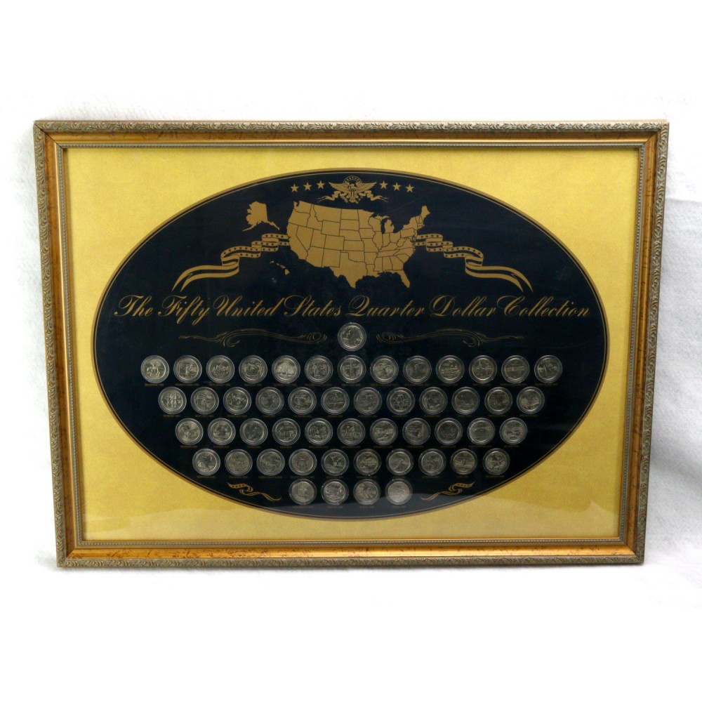 US Commemorative Gallery Fifty U.S. Quarter Dollar Collection State 2001 Framed 