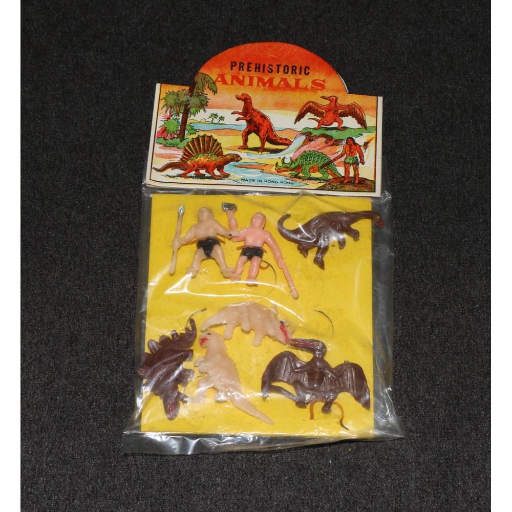 Dinosaur Prehistoric Animals (Cave Men, too!) Hong Kong Vintage 1970s MOC Set A